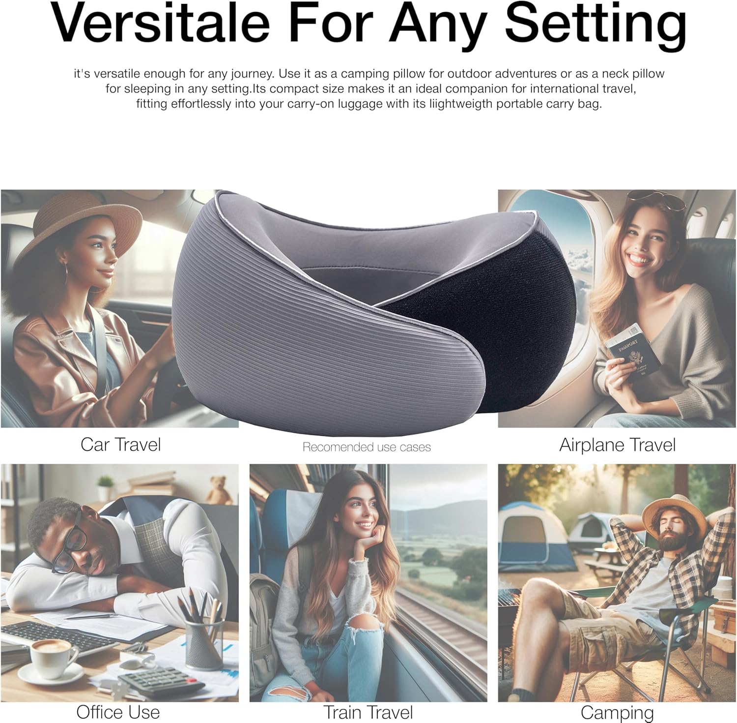 Travel Neck Pillow, Memory Foam Ergonomic Neck Pillow for Travel.Neck Support Travel Pillow for Airplane/Car Trips. Lightweight Design for Neck Pain Relief. Plane Pillow. Neck Travel Pillow - Image 9