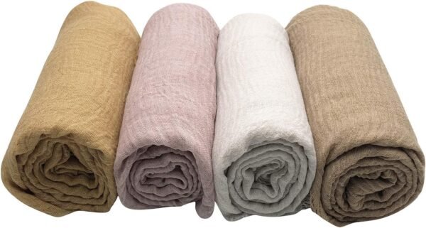 MANSHU 4PCS Women Soft Cotton Hemp Scarf Shawl Long Scarf, Scarf and Wrap, Big Head Scarf - Image 7