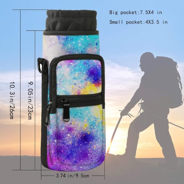 25oz & 40oz Water Bottle Carrier Bag, Water Bottle Holder, Adjustable Shoulder Hand Strap Pocket Sling Sleeve for Men/Women Walking Camping Travel work (RYD-WBH-6, 40oz) - Image 2