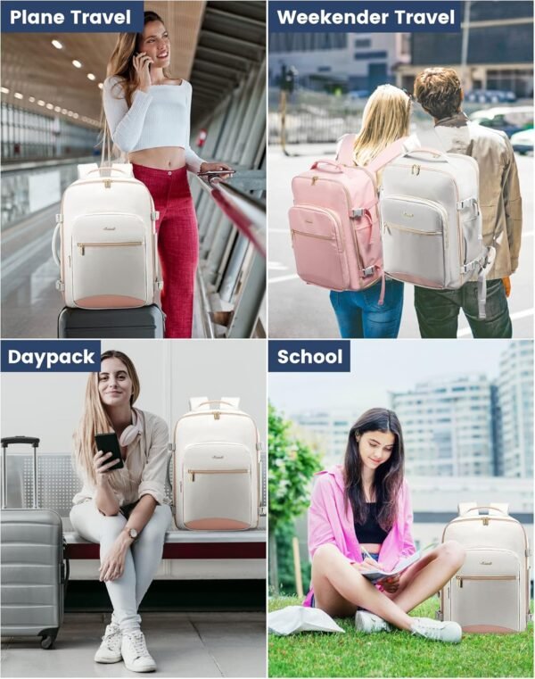 LOVEVOOK Carry on Travel Backpack, 40L Waterproof Large 17inch Laptop Luggage Daypack as Personal Item Flight Approved, Business Weekender Overnight with 3 Packing Cubes, Grey - Image 6