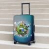 Around the World Suitcase Covers Funny Famous Landmarks Airplane World Map in Galaxy Sky Blue Rainbow Travel Luggage Cover Protector for Suitcase 18-21 Inch, Elastic Luggage Sleeves or Covers - Image 8