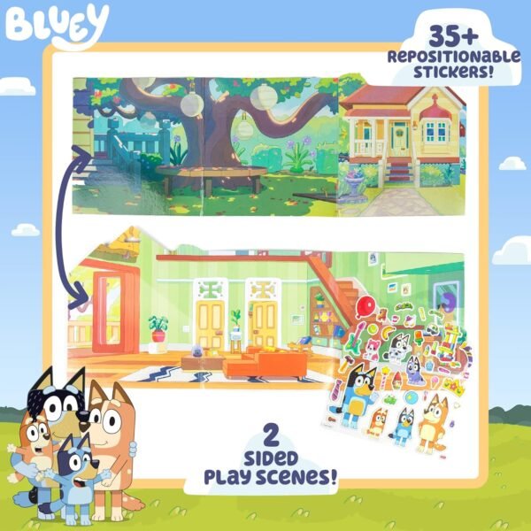 Horizon Group USA Bluey Sticker Playset, 2 Sticker Play Scenes, 35+ Reusable Puffy Bluey Repositionable Stickers for Kids, Perfect for Travel, Screen-Free Fun - Image 2