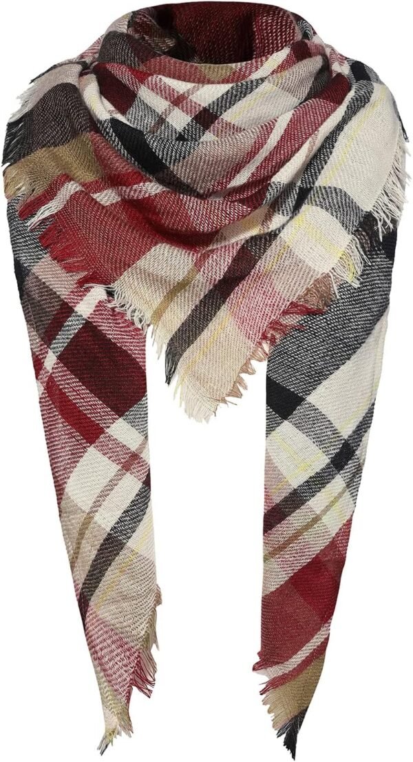 American Trends Scarfs for Women Winter Triangle Scarf Classic Plaid Warm Scarf Soft Scarves Knitted Wrap Shawl