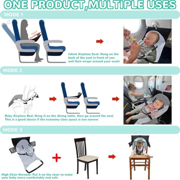 Toddler Airplane Seat Extender, Multipurpose Toddler Flight Sling Travel Bed, Comfort Baby Plane Foot Rest for Flying, Toddler Airplane Traveling Essentials - Fit Economy Seat - Image 2