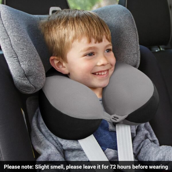COOLBEBE Kids Travel Neck Pillow for Airplane, Toddler Neck Pillow for Traving, Comfortably Double Support for Head, Neck, and Chin, Travel Gifts for Children(1, Black) - Image 7