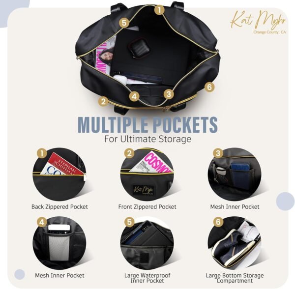 Womens Travel Weekender Bag, Travel Bag, Duffle Bag, Overnight Bag with shoe compartment, Carry on Bag - Image 7