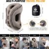 Inflatable Travel Pillow,Multifunction Travel Neck Pillow for Airplane to Avoid Neck and Shoulder Pain,Support Head,Neck,Used for Sleeping Rest, Airplane and Home Use,with Eye Mask, Earplugs,Gray - Image 6