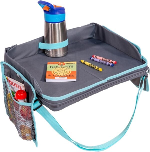 J.L. Childress 3-in-1 Travel Tray & iPad Tablet Holder, Car Seat Lap Tray for Toddlers & Kids, Grey/Teal - Image 6