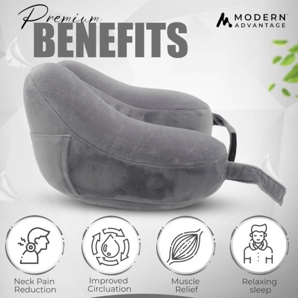 Modern Advantage Inflatable Travel Neck Pillow - Traveling Support for Head, Neck, Chin, and Shoulder When Sleeping on Airplane, Train, Car, Bus - Compact, Easy to Inflate and Deflate (Gray) - Image 5