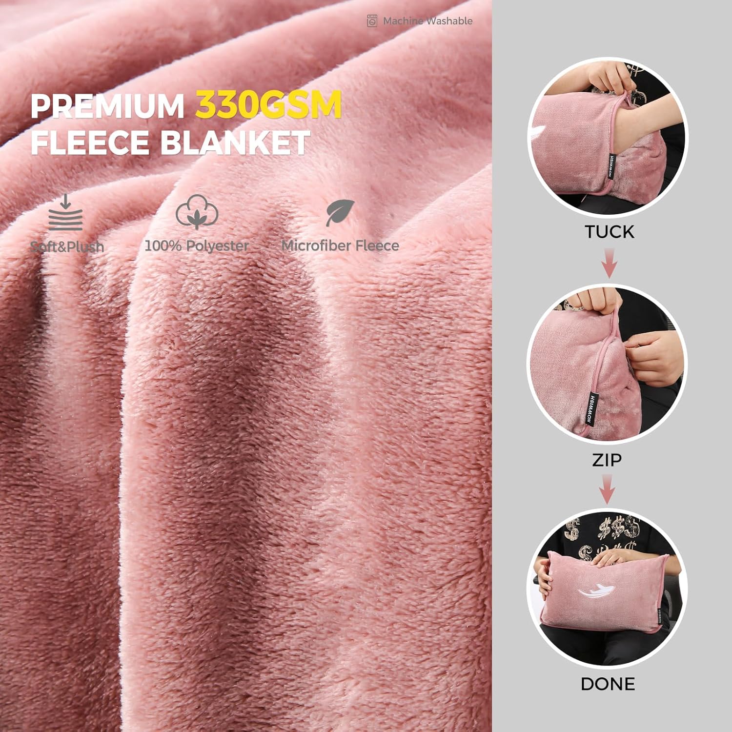 NOWWISH Travel Blanket Airplane Compact with Bag - Premium Soft 2 in 1 Airplane Blanket Pillow,Travel Essentials on Airplane, Camping, Car - Image 6