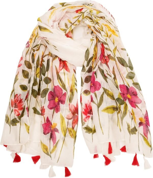 YOUR SMILE Large Boho Scarf for Women Lightweight Floral Printed Scarves Fall Winter Fashion Fringed Shawl wraps