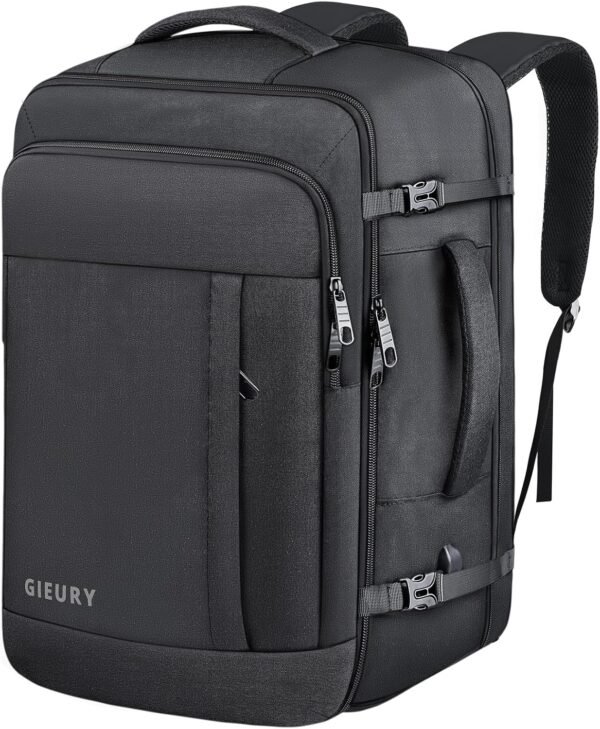 Carry On Backpack, 50L Travel Backpack, Luggage Backpack TSA Flight Approved Laptop Backpack for Men & Women, Large Expandable Backpack 40L Daypack Lightweight Business Weekender Bag, Black