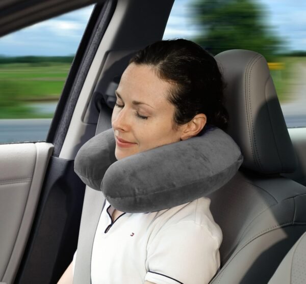 Memory Foam Neck Pillow - Adjustable Thickness for Best Comfort, Grey - Image 6