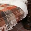 Woolly Throw Pure Wool Blanket - Large 55x83 inches, 1.5 lbs,Wool Fringed Knee Throw Blanket for Couch Bed Outdoor Travel,Red Checked Blanket - Image 2