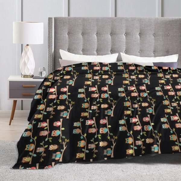 (Cute Brown Cartoon Owls) Print Fall Throw Blanket Personalized Soft Flannel Blanket for Bed Couch Sofa, Blanket for Lightweight Fuzzy Cozy Blankets for Travel Office Home 50"X40" - Image 6