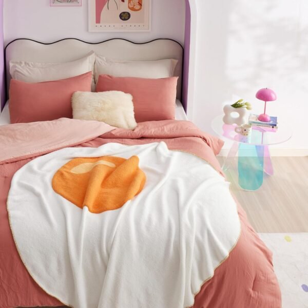 Bedsure Cute Egg Knit Throw Blanket Soft Warm Fuzzy Lightweight Travel Blankets Cozy All-Season Ivory Funny Blanket for Daughter Adults Students Teen Gifts Blanket 60x70 inch - Image 7