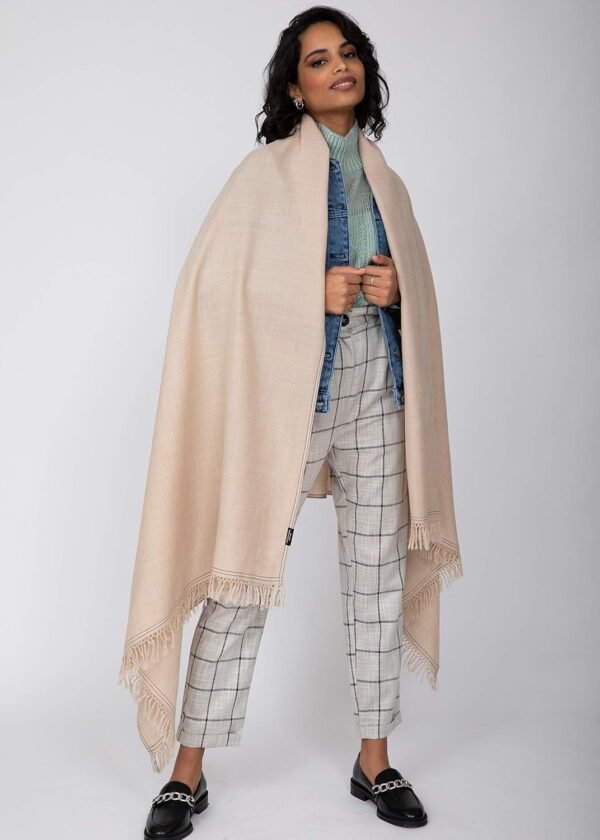 likemary Pashmina Shawls and Wraps for Women - Travel Blanket Scarf - Warm & Large Wool Wrap - Handmade Gift - Beige Fawn Scarf - Image 3