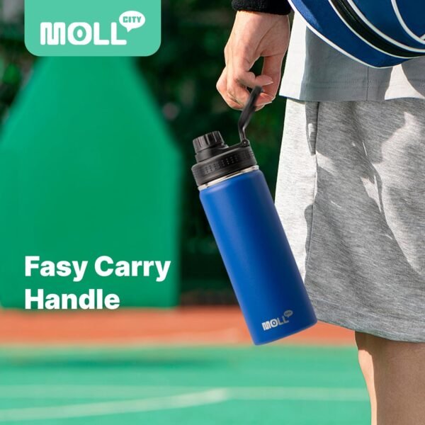 Kids Insulated Water Bottle with Spout Lid-16 oz Stainless Steel Vacuum Wide Mouth Sports Water Bottle for Back to School-Reusable Metal Leak Proof Travel Water Flask, BPA-Free(Navy) - Image 3