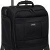 Wrangler 4-Wheel Spinner Luggage with Side USB Port, Black, 17-Inch Underseat Carry-On
