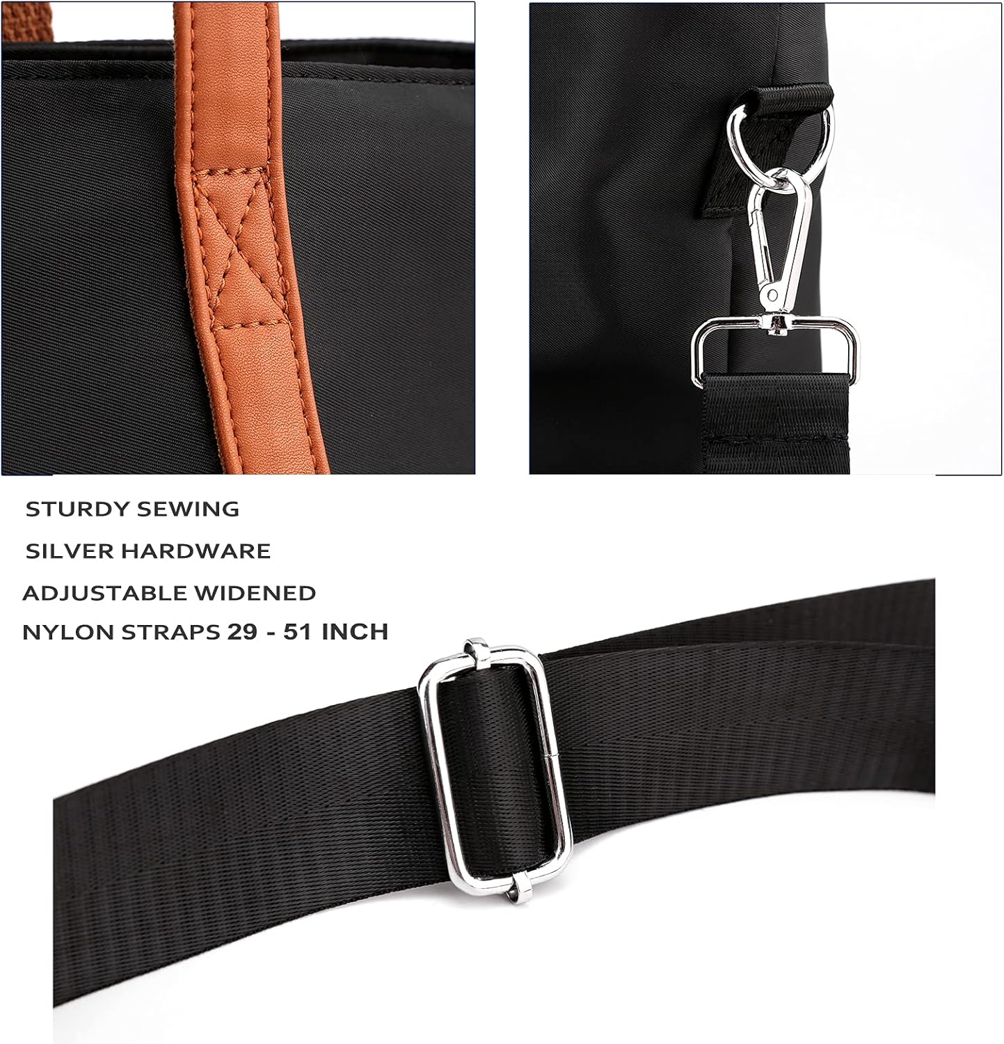 Laptop Bag Waterproof Lightweight Tote Bag for Women Nylon Briefcase Computer Work Shoulder Handbag Fits 15.6 inch Laptop - Image 6