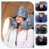 Inflatable Travel Pillows for Airplanes，Inflatable Neck Pillow，Travel Pillow With Hood，Inflatable Travel Pillow，Support Head Airplane Pillow, Travel Essentials For Plane Car Train Sleeping (Grey) - Image 3