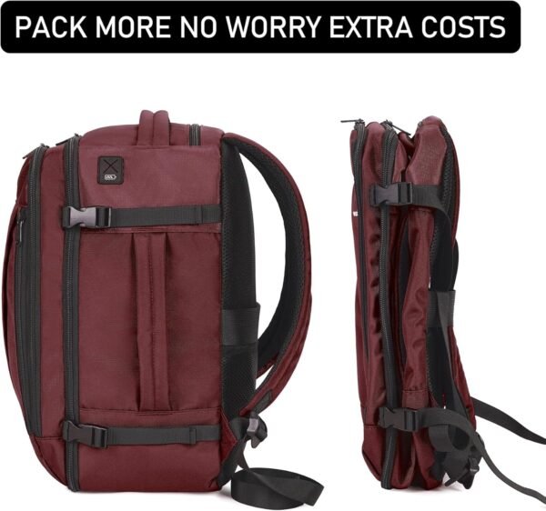 ECOHUB Travel Backpack 18x14x8 Spirit Airlines Personal Item Bag Carry On Backpack 13 Pockets Large Work Casual Daypack for men Airline Approved Waterproof Gym Backpack with Charging Port, Red - Image 6