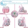 Egchescebo Kids Rolling Backpack for Girls Mermaid Suitcases Trolley Roller Luggage Backpacks on Wheels with Lunch Box Pencil Case for Elementary Multiple Compartment Pockets Travel School Bag Pink - Image 3