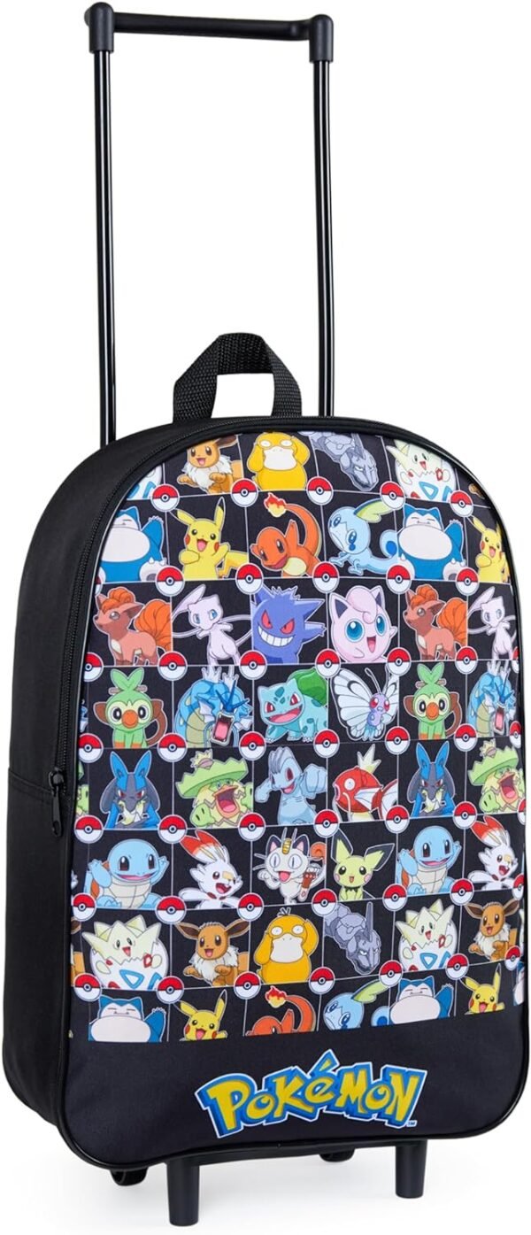 Pokemon Kids Foldable Trolley Suitcase 15”, 10.5 Litres 2 Wheels Black (Black Aop)