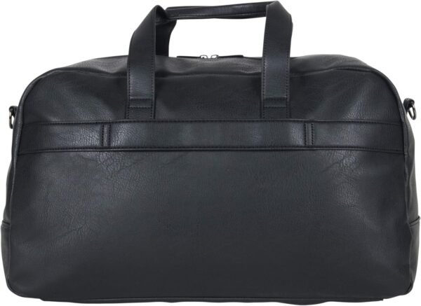 Kenneth Cole REACTION Port Stanley Duffel Pebbled Vegan Leather Carry On Shoulder Duffle Travel Bag, Black, 15" Laptop - Image 2