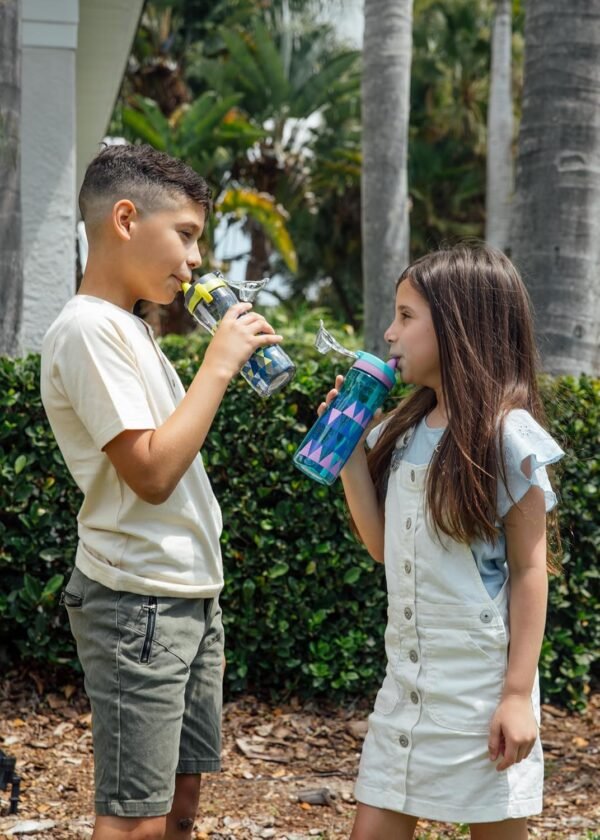 Pogo 18oz Kids Plastic Water Bottle with Straw Lid and Carry Handle, Reusable, BPA Free, Dishwasher Safe, Perfect for Travel, School, Outdoors, and Gym - Image 2