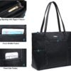 Classic Laptop Leather Tote Bag for 15 15.6 inch Notebook Computers Travel Carrying Bag with Smart Trolley Strap Design - Image 3