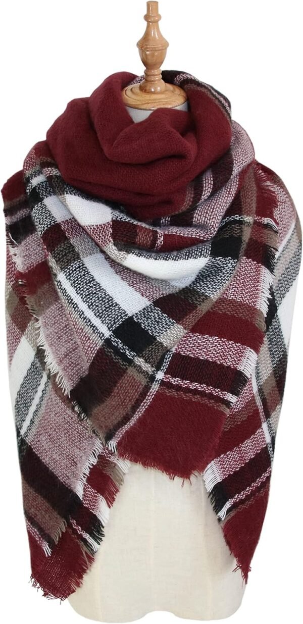 Women's Plaid Blanket Winter Scarf, Warm Cozy Tartan Wrap Oversized Shawl Winter Scarves for Women - Image 2