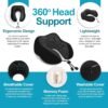 Adjustable Travel Pillow for Neck Support & Comfort, Lightweight Memory Foam Travel Neck Pillow for Sleeping - Washable & Breathable Plane Pillow for Traveling with Eyemask, Earplug & Carry Bag - Image 2