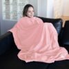 BlueHills Travel Blanket Pillow Compact Lightweight Pocket Size Airplane Traveling Essential Flight Trip Throw in Bag Portable Case Plane Accessory Pink L02 - Image 4