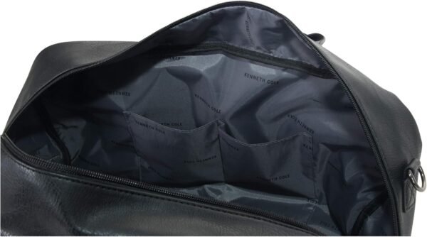 Kenneth Cole REACTION Port Stanley Duffel Pebbled Vegan Leather Carry On Shoulder Duffle Travel Bag, Black, 15" Laptop - Image 12