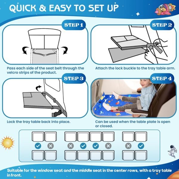JiggyBox Toddler Travel Airplane Bed - Airplane Seat Extender for Kids with Side Pockets, Kids Airplane Travel Essentials, Airplane Must Have for Toddlers, Baby Portable Plane Bed Foot Rest for Flight - Image 8