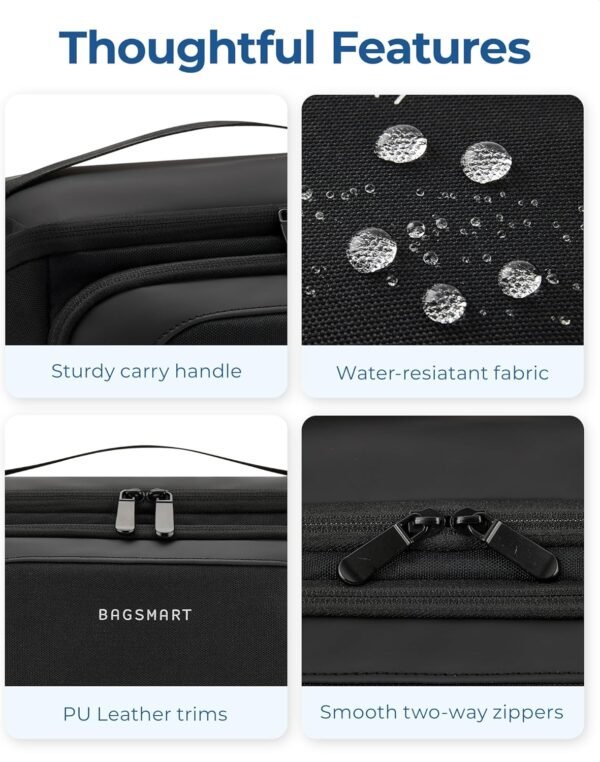 BAGSMART Toiletry Bag for Men, Wide Opening Travel Bag for Toiletries, Dopp Kit Water Resistant Shaving Hygiene Bag for Bathroom Shower, Toiletries Accessories,Travel Essentials-Gray - Image 5