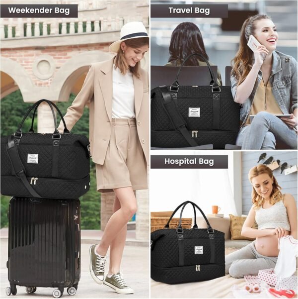 LOVEVOOK Travel Duffle Bag,Weekender Bags for Women with Shoe Compartment，Carry on Overnight Bag with Toiletry Bag,Gym Duffel Bag with Wet Pocket, Hospital Bags for Labor and Delivery - Image 6