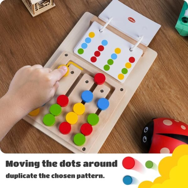 LiKee No-Lose-Parts Wooden Color Matching Slide Puzzle for 3+ Years Old, Montessori Learning Toys for Toddlers Fine Motor Skills, Board Games for Kids Boys Girls Birthday Party Plane Travel Road Trip - Image 5