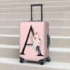 Spandex Travel Luggage Cover Cute Pink Suitcase Protector Bag,Black Letter A With Boho Floral Flowers Leaves Anti-Scratch,Dust-Proof Washable Baggage Covers For Kid Adult,S (For 18-21 Inch Luggage) - Image 8