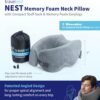 TRAVELREST Nest Memory Foam Travel Pillow & Neck Pillow - Advanced Neck Support for Long Flights - Patented Design for Optimal Relaxation - Long Travel - Unmatched Sleep - Washable Cover - Gray - Image 2