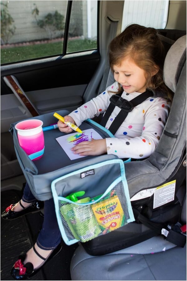 J.L. Childress 3-in-1 Travel Tray & iPad Tablet Holder, Car Seat Lap Tray for Toddlers & Kids, Grey/Teal - Image 7
