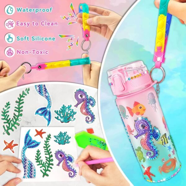 EDsportshouse Decorate Your Own Water Bottle Kits for Girls Age 4-6-8-10,Mermaid Painting Crafts,Fun Arts and Crafts Gifts Toys for Girls Birthday Christmas(Mermaid) - Image 3