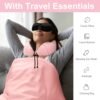 Travel Pillow and Blanket Set for Traveling, Memory Foam Women Neck Pillow and Soft Blanket Compact, Airplane Travel Essentials with Sleep Mask Earplugs Storage Bag for Plane Car, Pink - Image 4