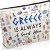 Greece Travel Essentials Gifts - Greek Souvenirs Gift Makeup Bags, Greece Is Always A Good Idea Cosmetic Bags Toiletry Pouch, Greece Travelers Trip Vacation Gift for Women Girls Friends