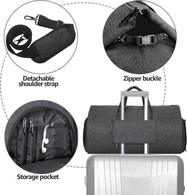 UNIQUEBELLA Carry-on Garment Bag Large Duffel Bag Suit Travel Bag Weekend Bag Flight Bag with Shoe Pouch for Men Women Age: Over 6 Years Old - Image 3