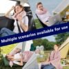 2 in 1 Travel Blanket, Soft Warm Blanket with Cozy Neck Pillow Case, Portable Blanket Set for Airplane, Camping, Car (Dusty Pink) - Image 4