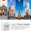 European Travel Plug Adapter, 2 Pack Foldable International Power Plug Adapter with 2 AC Outlets 3 USB Charging Ports(2 USB C), Type C Plug Adapter Travel Essentials - Image 2