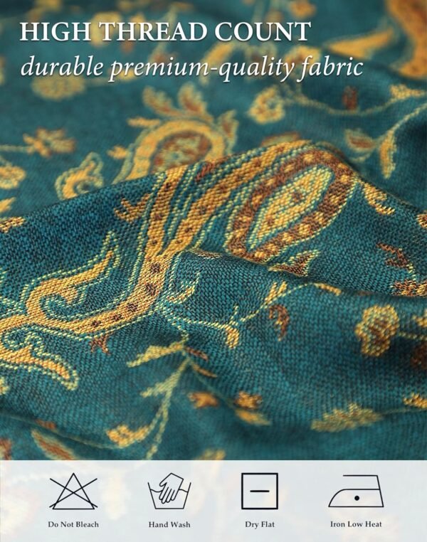 Achillea Soft Silky Reversible Paisley Pashmina Shawl Wrap Scarf w/Fringes - Image 8