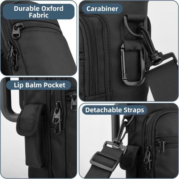 Xxeciz Water Bottle Carrier Bag for Hydro Flask Travel 40/32 oz Tumbler with Phone Pocket, Nylon Water Bottle Holder with Strap Water Bottle Sling Pouch for Hydro Flask Cup Accessories - Image 7